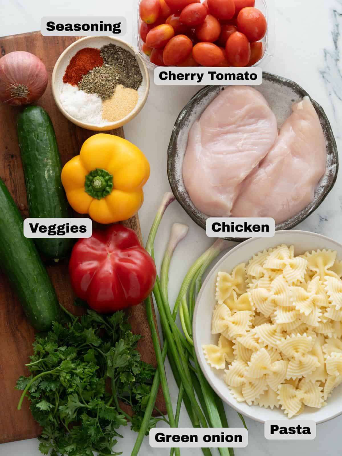 Ingredients for the salad. 