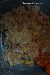 This 3 Ingredient Chicken Salad is a great option for an easy workday lunch to fix as a sandwich or put on crackers. You will not be able to stop eating this simple salad with canned chicken, hard boiled eggs and mayonnaise.