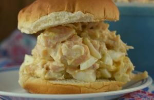 This 3 Ingredient Chicken Salad is a great option for an easy workday lunch to fix as a sandwich or put on crackers. You will not be able to stop eating this simple salad with canned chicken, hard boiled eggs and mayonnaise.