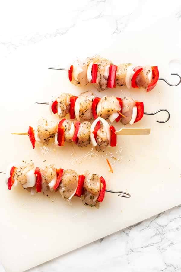 Marinade your chicken with a delicious seasoning and grill the kabobs. Marinade the chicken first. Air Fryer chicken kabobs is a great dinner option that you can put on the table fast.
