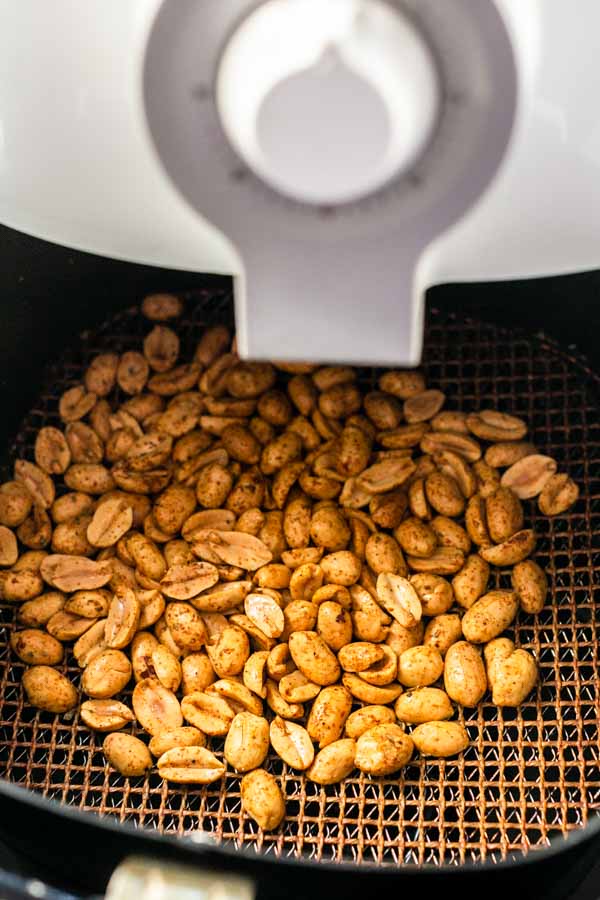 Roasted peanuts in an Air Fryer. They are golden brown and crunchy in less than 15 minutes. Serve as a snack or use in your recipes. You can store them for a long time.