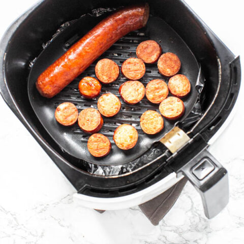 smoked sausage on Air Fryer grill pan