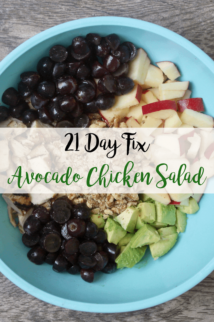 21 Day Fix Avocado Chicken Salad | Confessions of a Fit Foodie This Avocado Chicken Salad is a quick and easy, clean and healthy, 21 Day Fix approved meal. No mayo is in this salad, just avocado, walnuts, grapes, and apples.