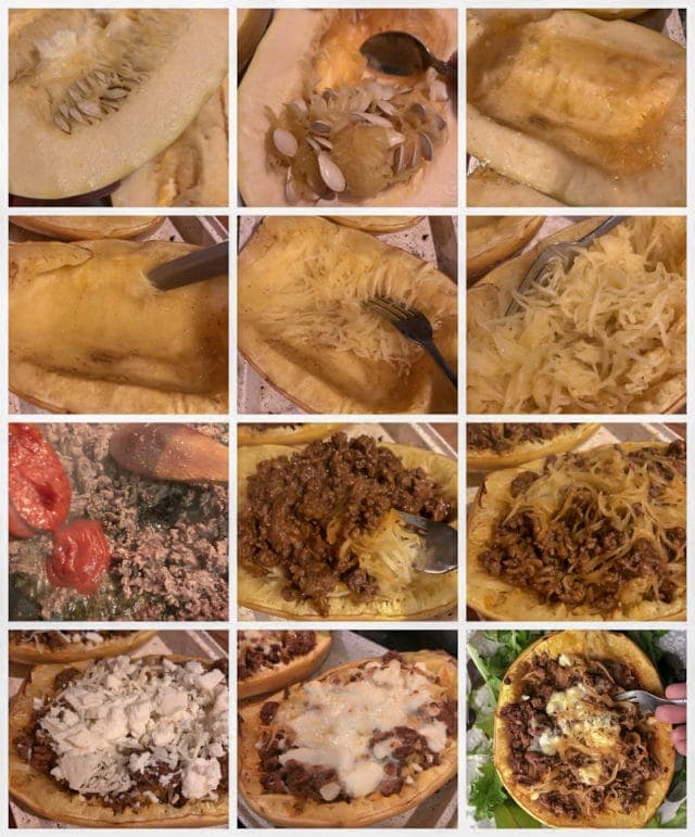 Beef and Sauce Stuffed Spaghetti Squash