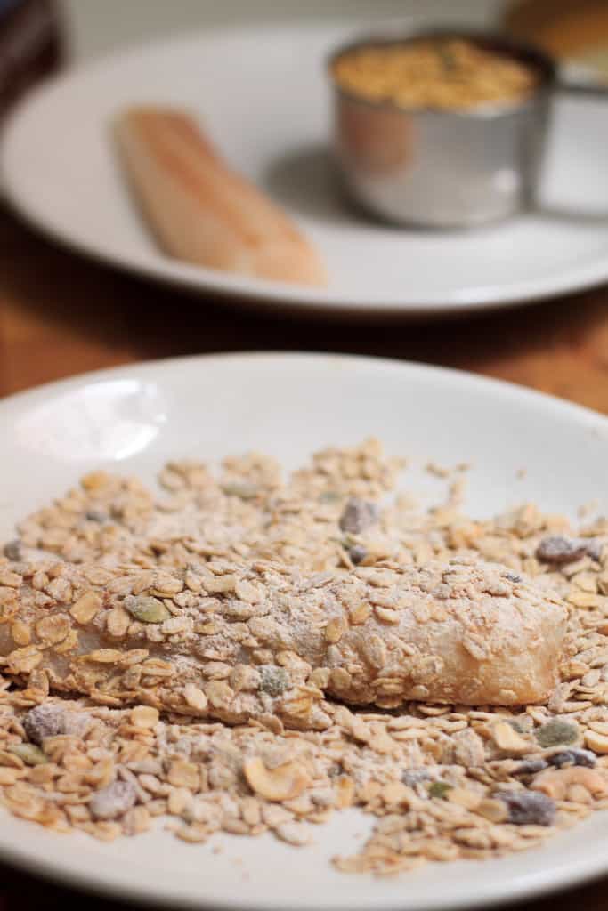 baked oat-crusted cod fillets