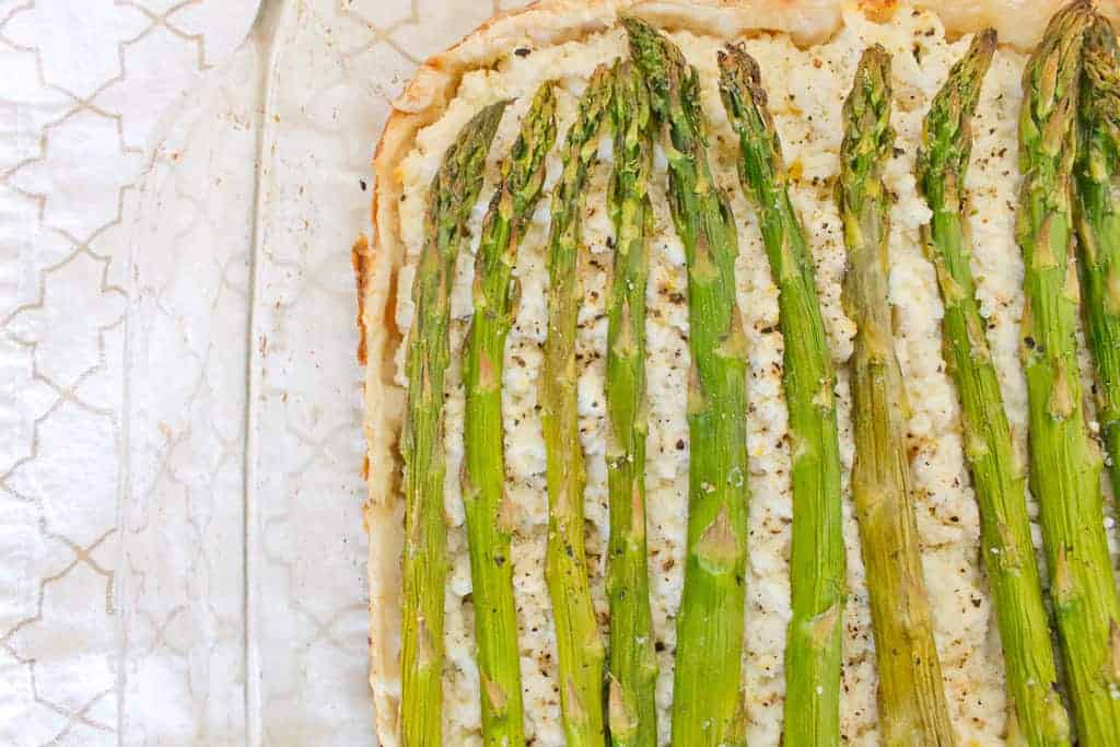 asparagus and ricotta tart resting