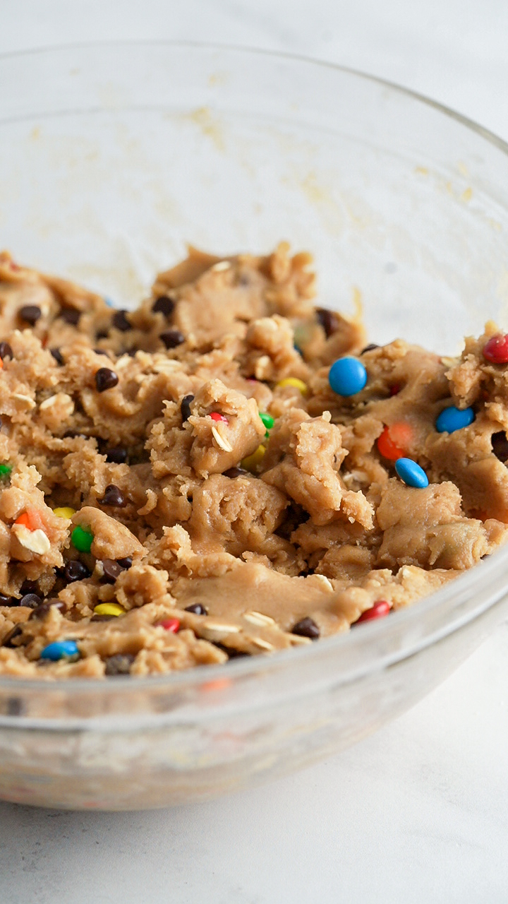 cookie dough in bowl ready to be scooped