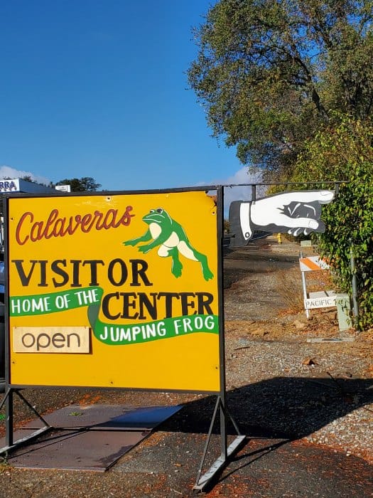 Calaveras Visitor center home of the jumping frog sign