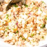 This canned salmon salad recipe is done in 10 minutes. It is so easy to make and you can serve it on toast, crackers or bread. Try this salmon salad! Visit fastfoodbistro.com for the full recipe #fastfoodbistro #cannedsalmonsalad #salmonsalad #cannedsalmonsaladrecipe #saladrecipe