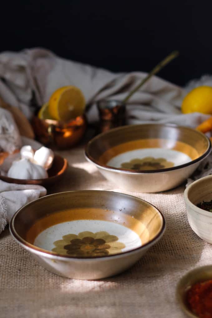 This deep and richly flavoured Moroccan carrot soup with slightly spicy chermoula is a revelation due to the pairing of garlic, cilantro and sweet, earthy carrots.