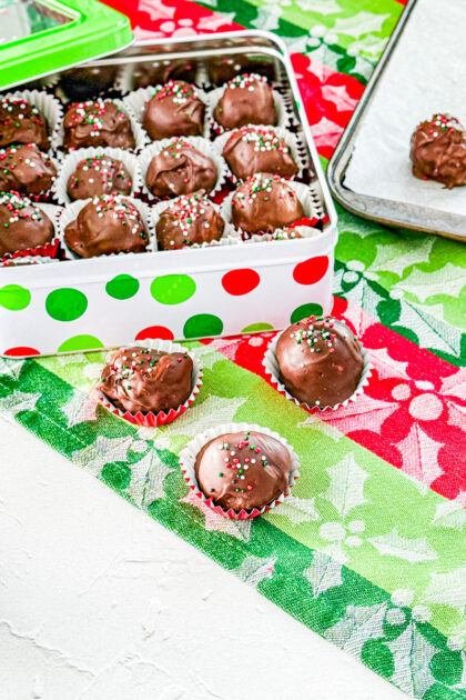 chocolate covered peanut butter krispie balls