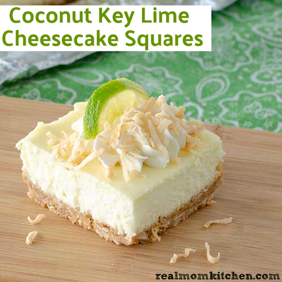 Coconut Key Lime Cheesecake Squares | realmomkitchen.com