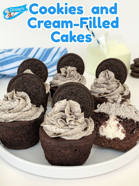 cookies and cream filled cakes, no bake cookies and cream cupcakes, drakes yankee doodles, easy no bake cookies and cream cupcakes, best easy cookies and cream oreo frosting recipe