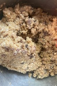 Cowboy Cookies with Toffee Bits contain oats, chocolate chips, and Heath toffee pieces for the perfect cookie (no coconut).