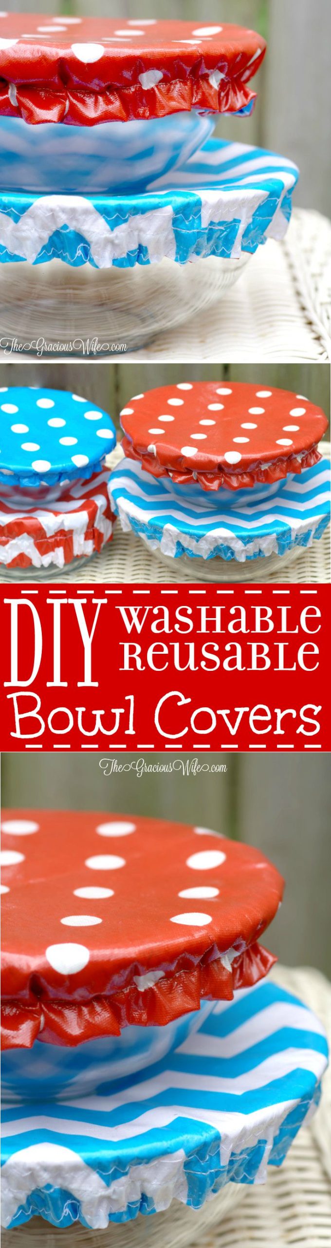 How to Make Washable Reusable Bowl Covers tutorial- a DIY sewing project perfect for summer, picnics, and cookouts. These bowl covers are washable, reusable, and even reversible. These DIY Bowl Covers are so cute! Definitely making them for our potlucks!