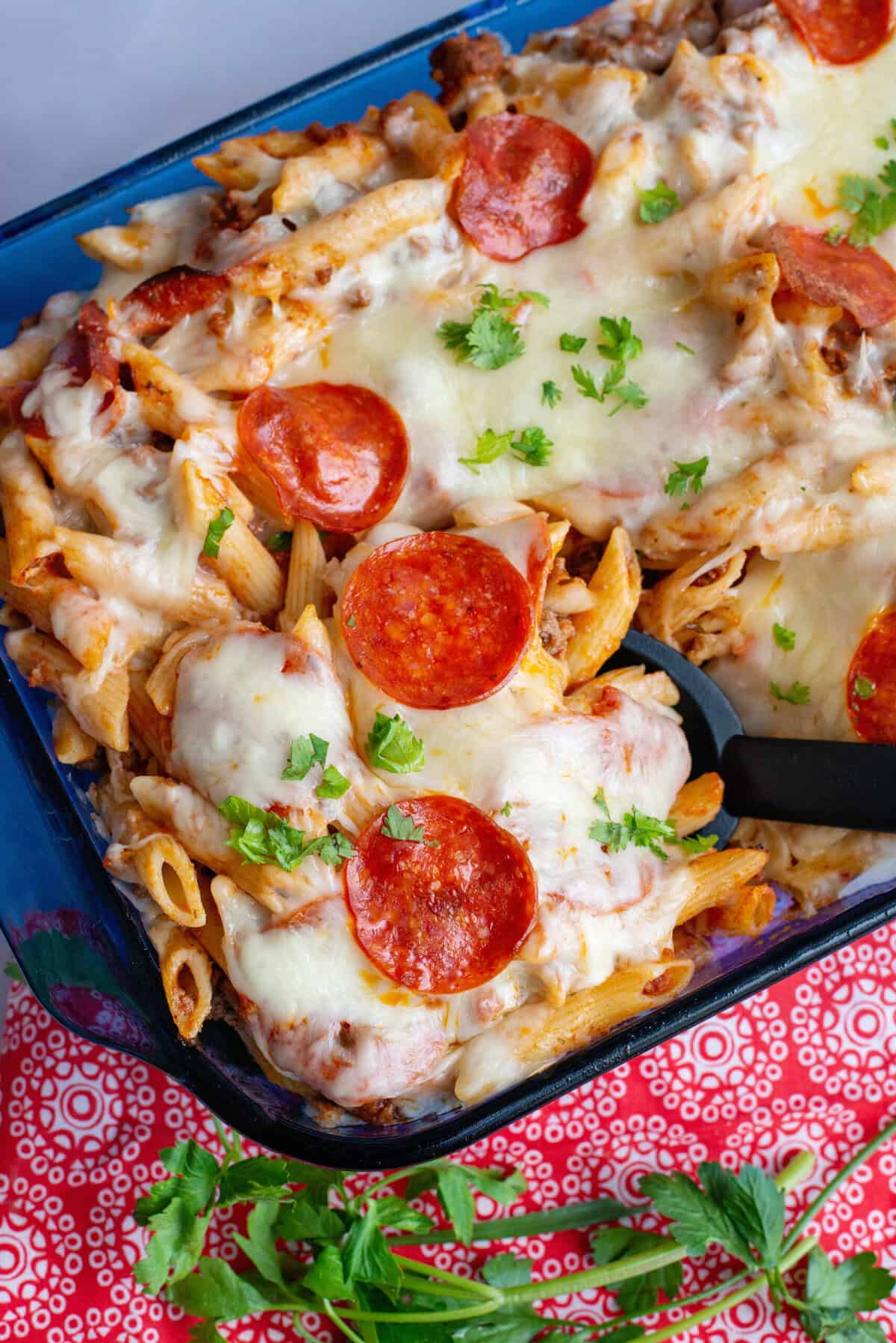 Easy Pizza Pasta Casserole with Pepperoni