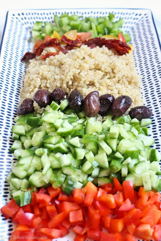 20 Minute Dairy Free Greek Quinoa Salad | C it Nutritionally This 20 Minute Dairy Free Greek Quinoa Salad is all around EASY -- easy to whip up, easy to digest, and easy on your taste buds… and absolutely delicious! Low FODMAP friendly, Gluten free, Dairy Free, Nut Free, Egg Free