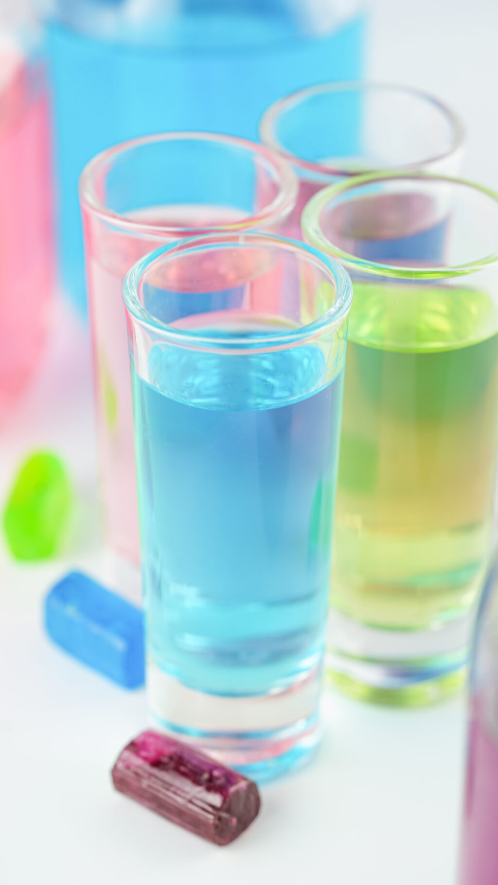 jolly rancher vodka shots in shot glasses