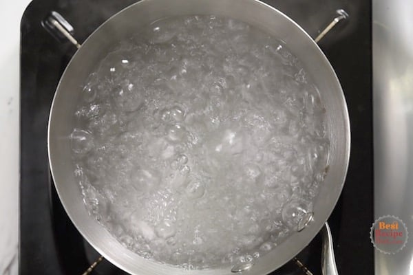 Boiling water in a pan