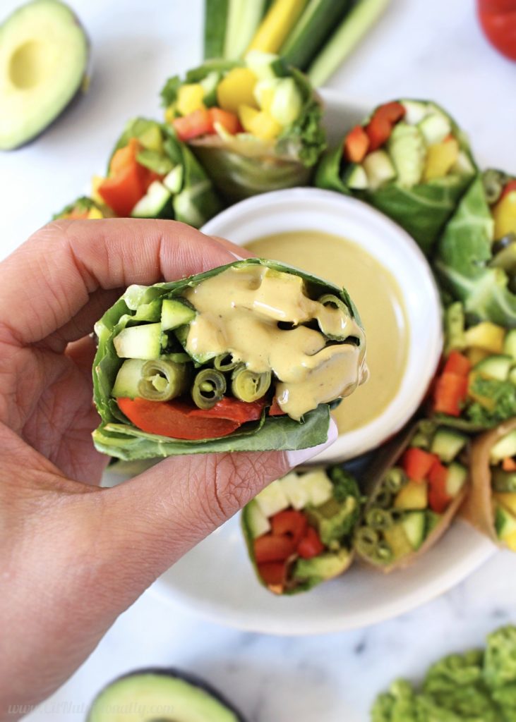 Easy Summer Rolls with SunButter Dipping Sauce | C it Nutritionally by Chelsey Amer, MS, RDN CDN Beat the heat, get dinner on the table in minutes, and enjoy a serving of veggies with these Easy Summer Rolls with a SunButter Dipping Sauce. Tree Nut Free, Peanut Free, Vegan, Gluten Free, Soy Free, Dairy Free