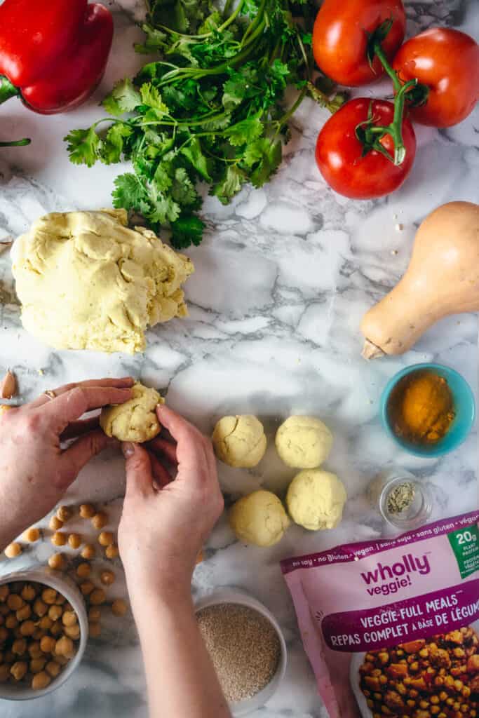 shaping gluten free samosas dough