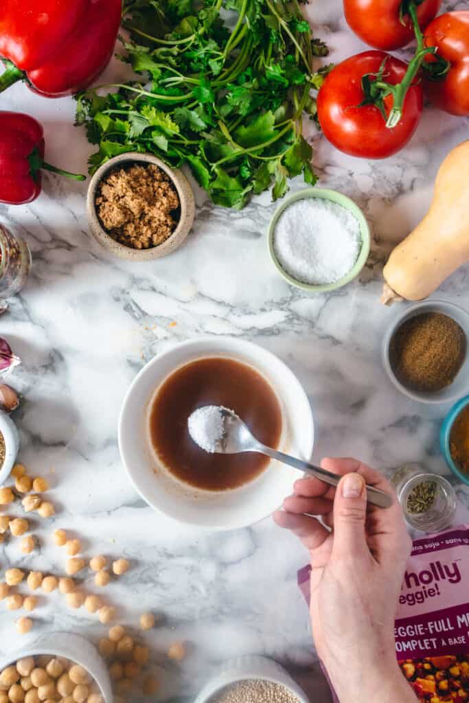 adding salt to dipping sauce
