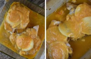 Fancy Baked Pork Chops are an oven baked pork chop recipe with an easy sauce of only 4 ingredients. Serve over rice or mashed potatoes for an instant dinner. 