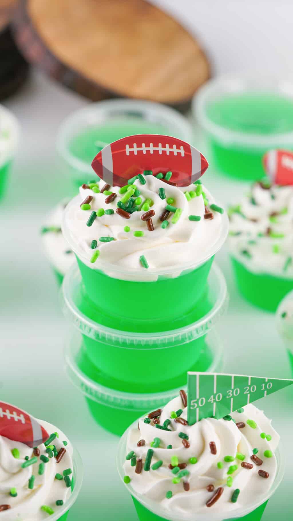 football jello shots stacked