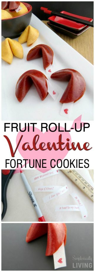 Fruit Roll-Up Valentine Fortune Cookies + Free Fortune Printables! #fortunecookie #fruitrollup #valentine #valentinetreats #valentinesrecipes