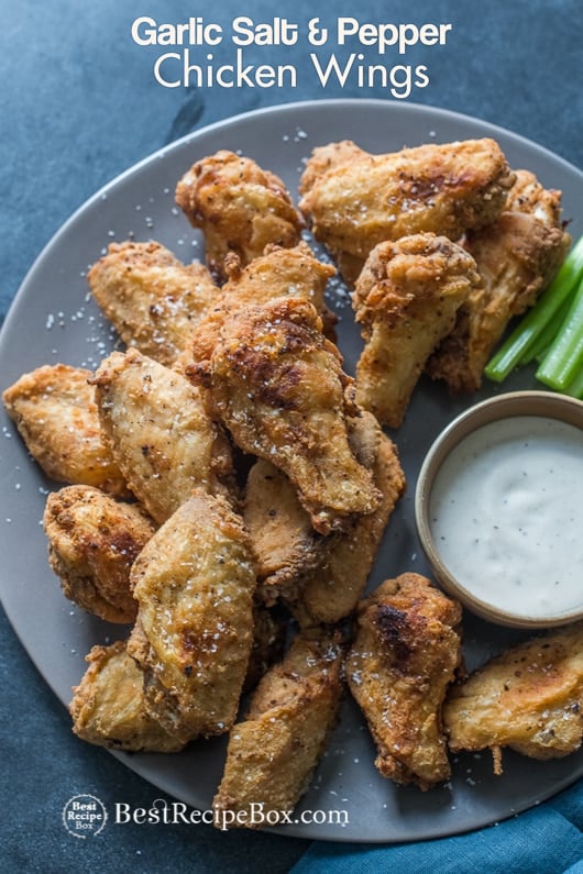 Garlic Salt & Pepper Chicken Wings Recipe Best Appetizer Recipe | @bestrecipebox Garlic Salt & Pepper Chicken Wings Recipe in cooking pan