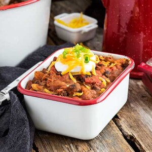 A gluten free, meat free chili recipe that used pantry ingredients