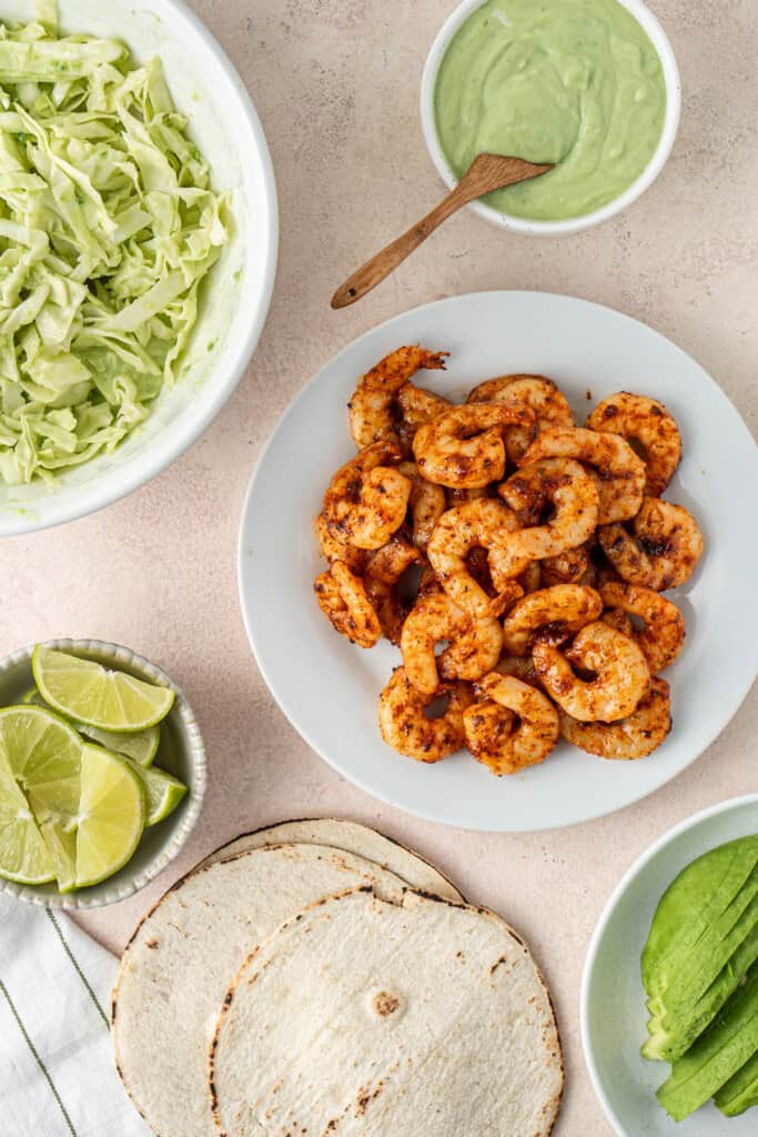 Everything needed to make the tacos laid out ready to assemble.