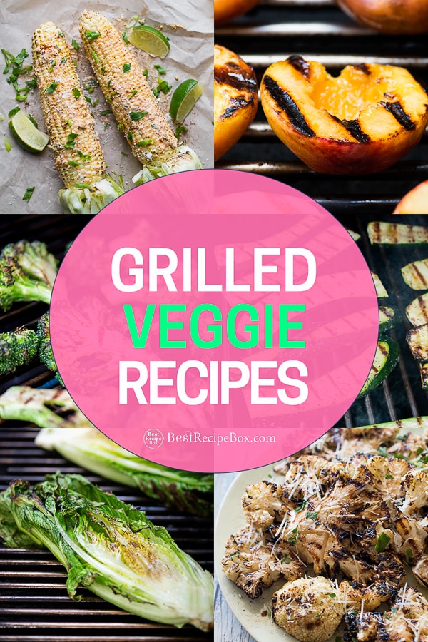 Healthy vegetables on the grill and bbq like corn, broccoli and zucchini step by step 