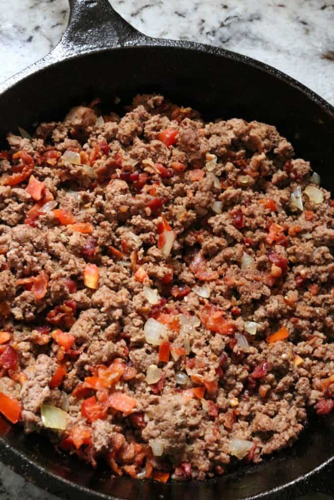 Ground beef for chiles rellenos #chilesrellenos #mexicanrecipes #whole30recipes