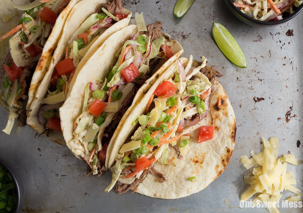 Guinness Shredded Beef Tacos with Mustard Slaw