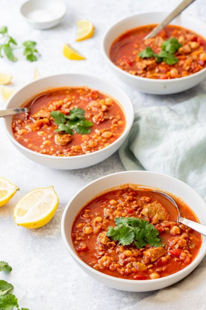 Three bowls of harira