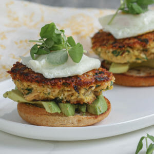Gluten Free Salmon Cake Breakfast Sandwich