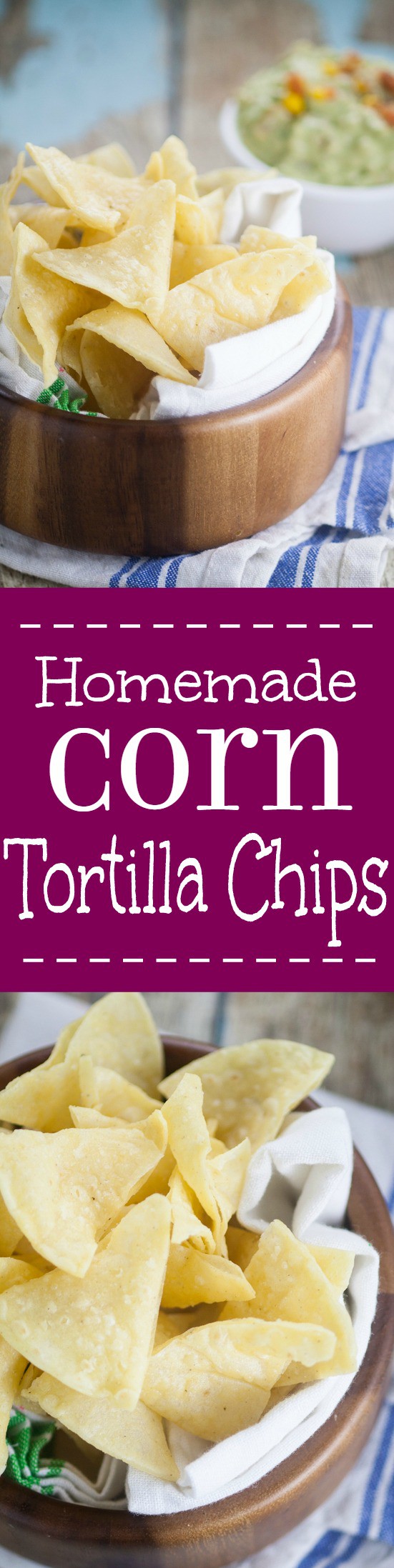 Homemade Corn Tortilla Chips are easy to make! A simple recipe to make your own Homemade Corn Tortilla Chips that are absolutely delicious.  Store bought tortilla chips just can't compete with these crunchy fresh ones!