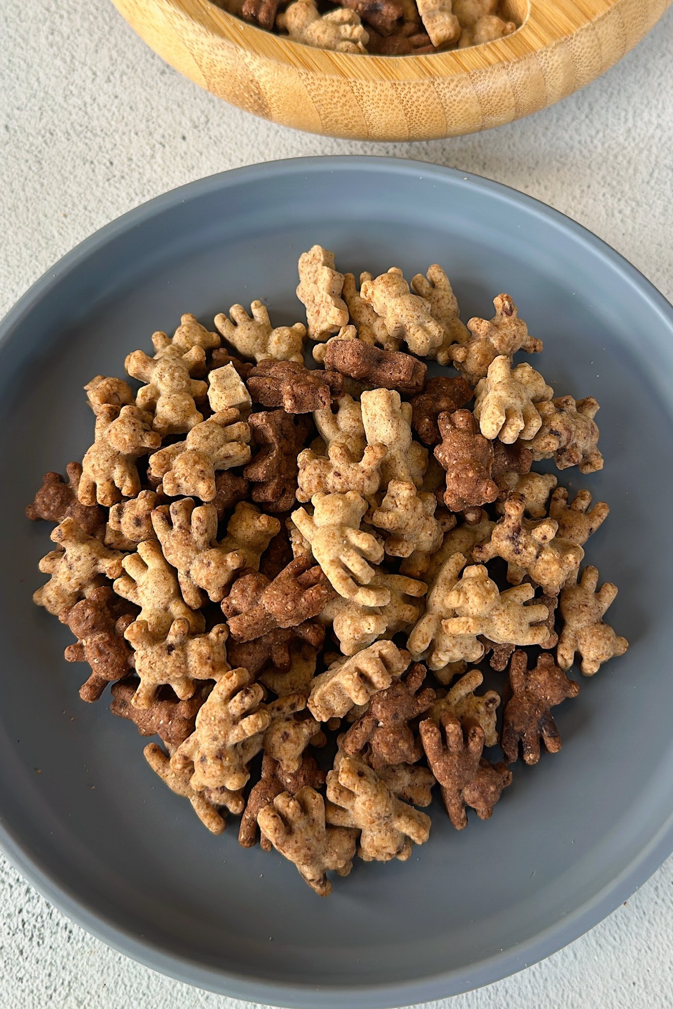 Homemade teddy grahams served on a plate.