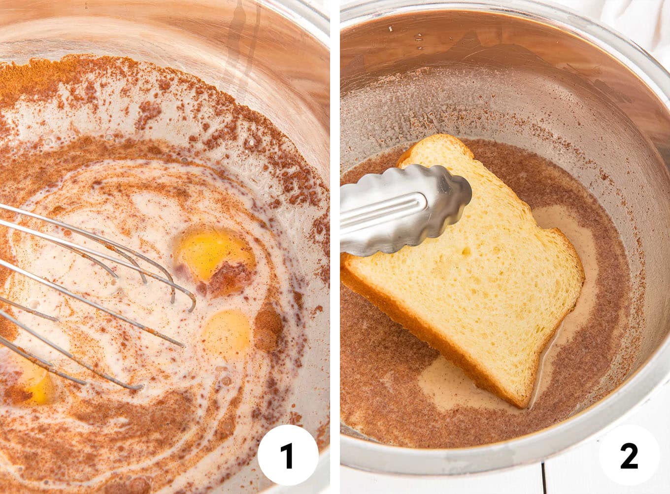 Step by step process photos for french toast. 