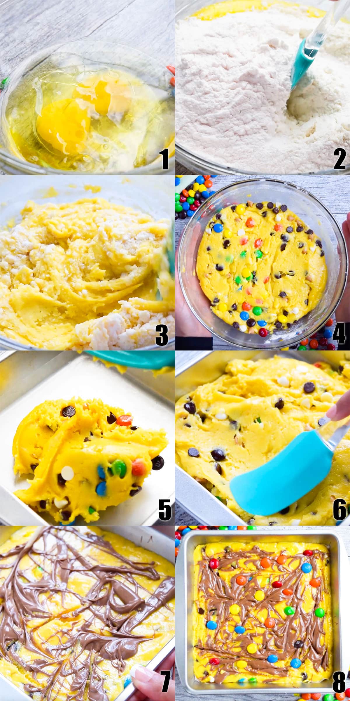 Collage Image With Step by Step Process Shots on How to Make Cake Mix Bars.