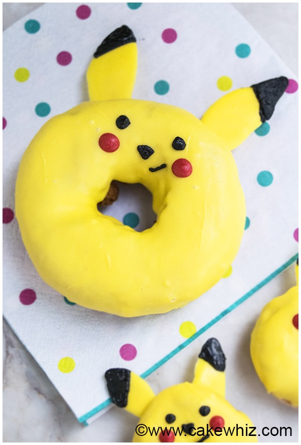 Pokemon Donuts (Pikachu Donuts) on Polka Dot Napkin. 