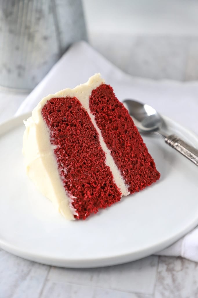 slice of old fashioned red velvet cake