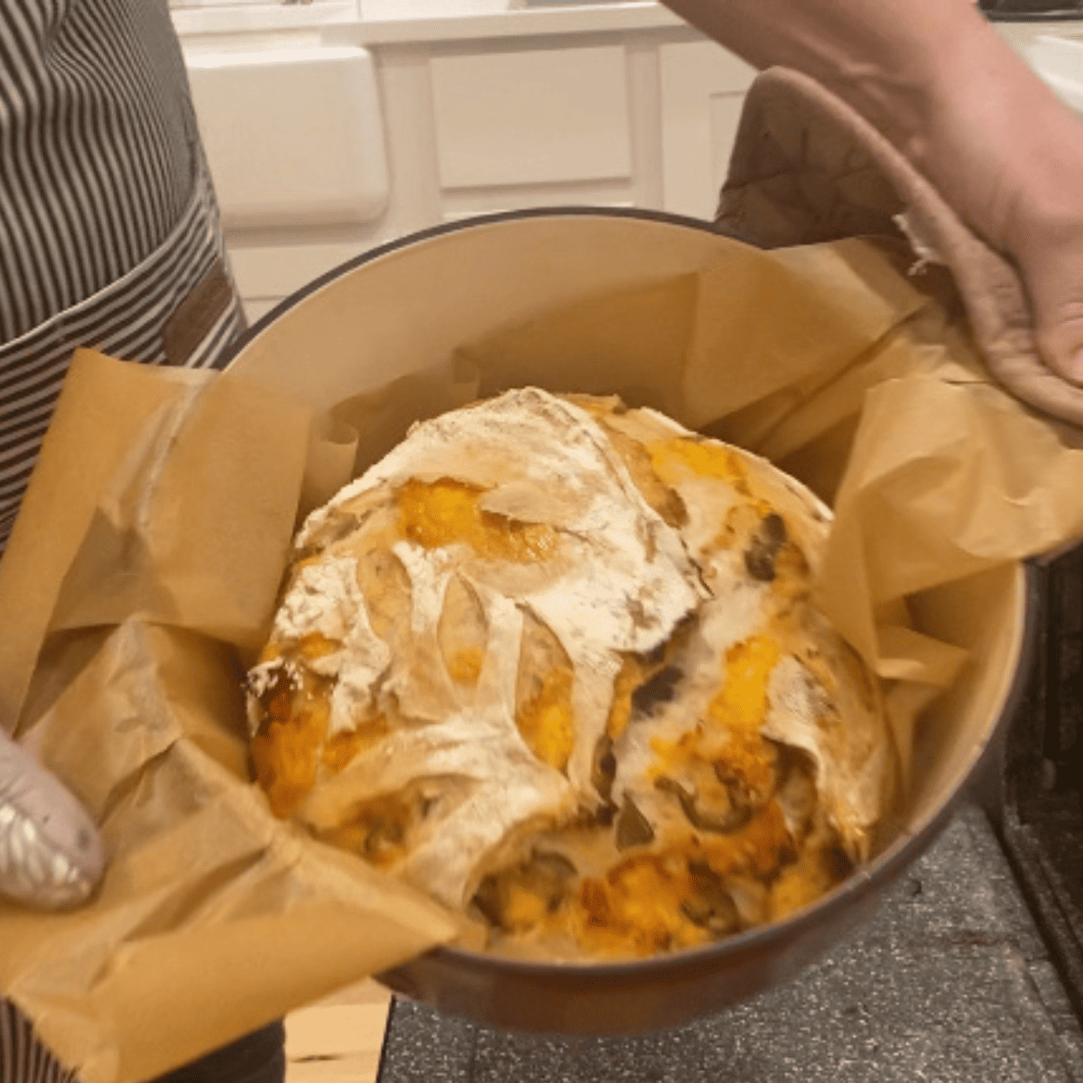 Jalapeño Cheddar Sourdough Bread in pan