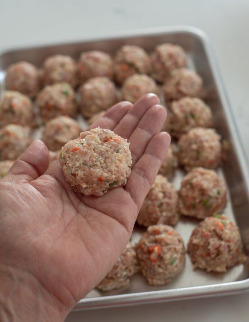 Meat and tofu patties flattened slightly by hand