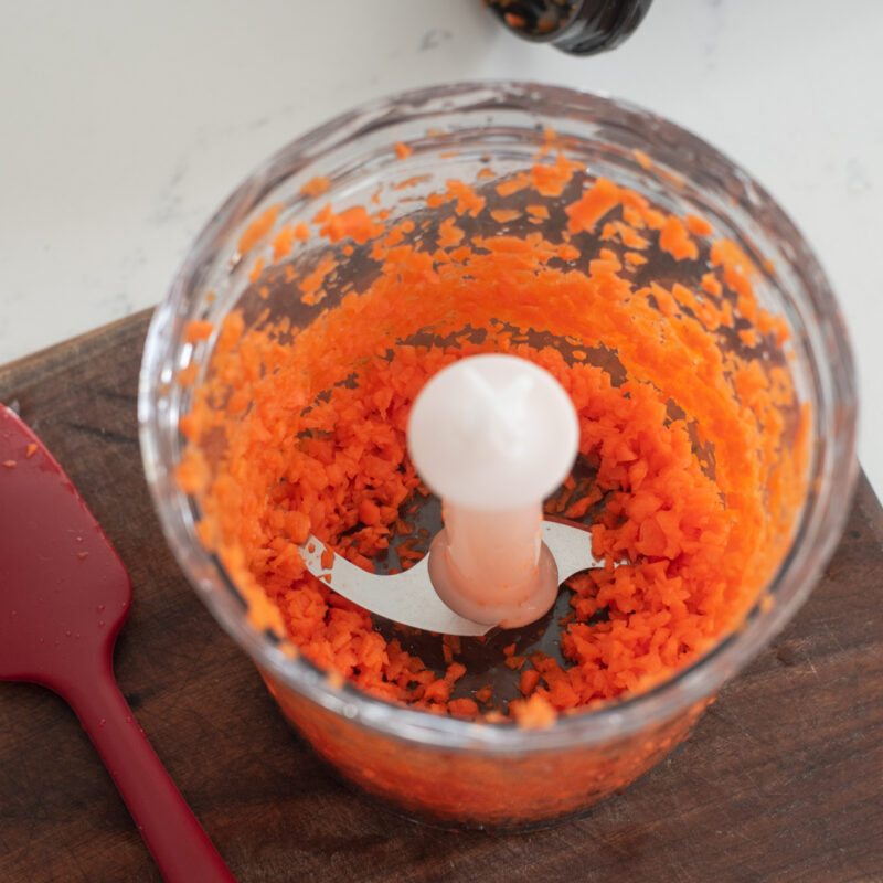 Carrot finely minced in a food processor.