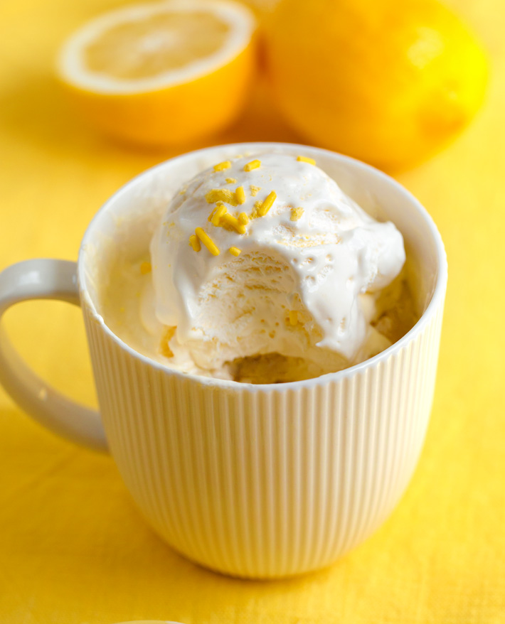 Lemon Mug Cake With Ice Cream