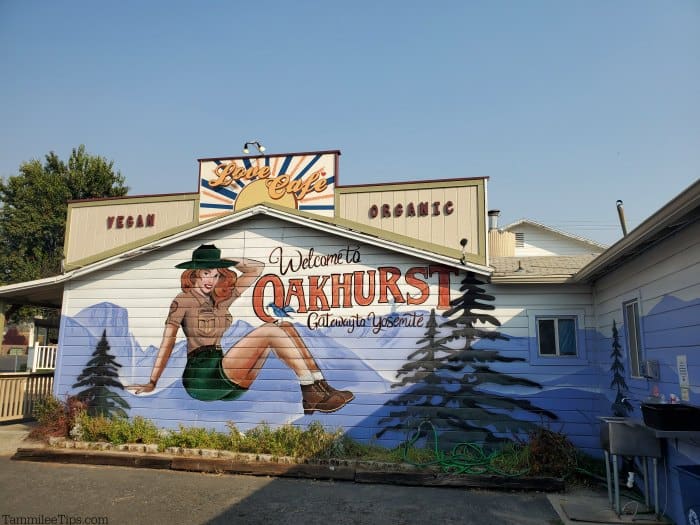 Welcome to Oakhurst mural with a female ranger on it