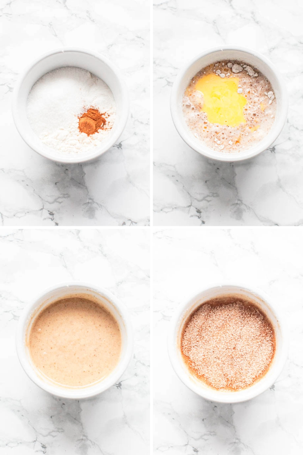 Microwave Snickerdoodle mug cake steps