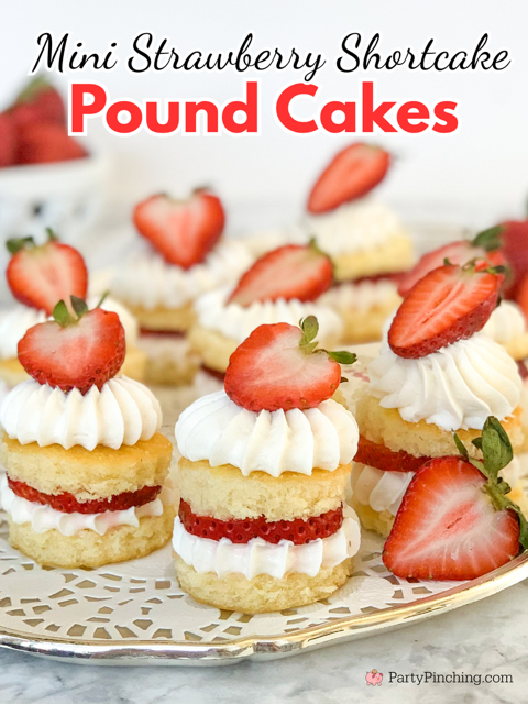 Mini strawberry shortcake pound cakes, no bake strawberry shortcakes, cute easy individual appetizer strawberry shortcakes, drakes cakes pound cake, mini pound cake strawberry shortcake, mini party dessert ideas